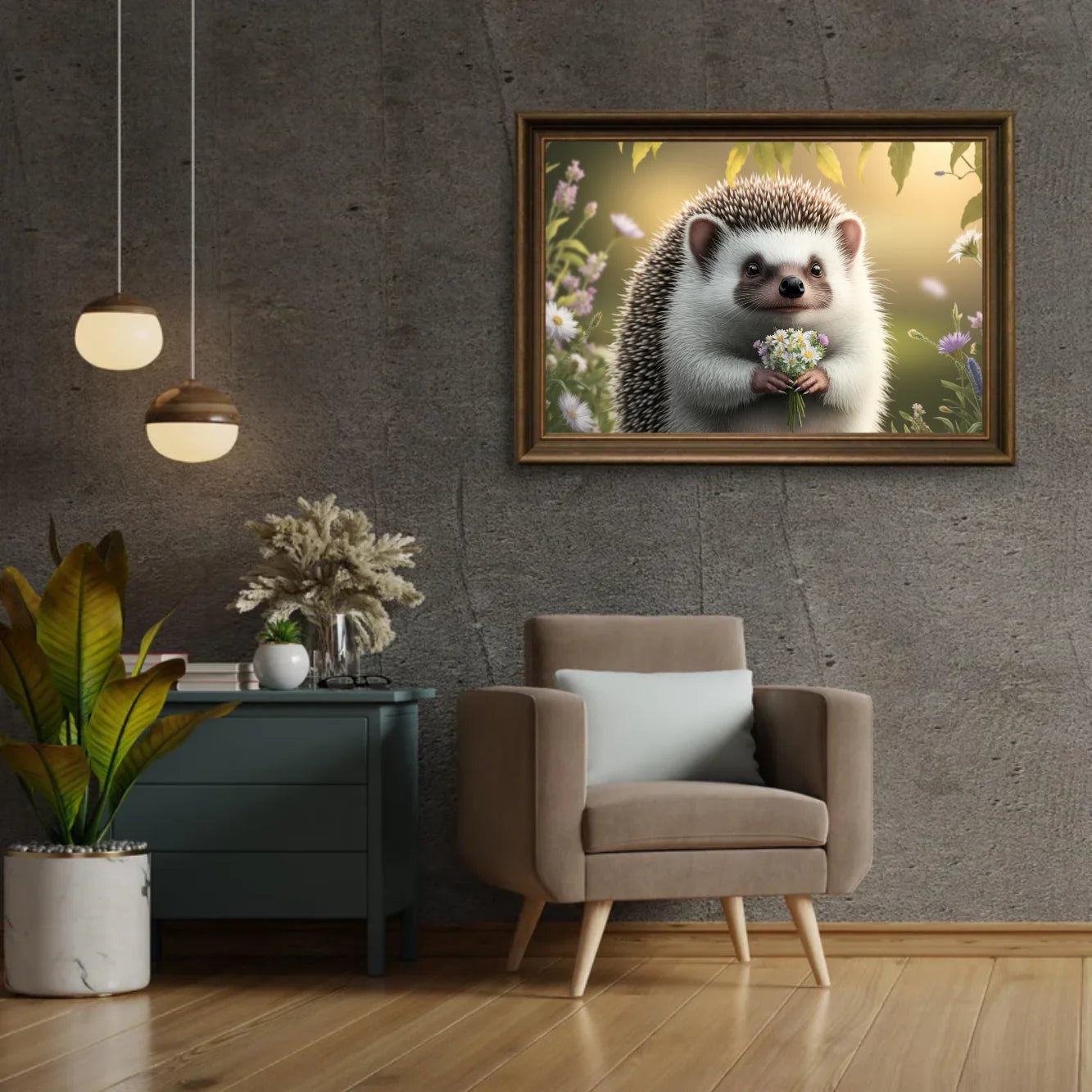 Diamond Painting - Hérisson fantaisiste avec des accents floraux