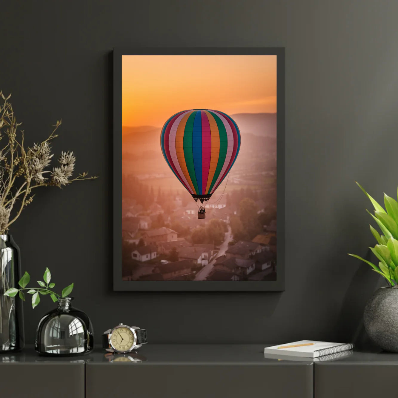 Diamond Painting - Montgolfières amusantes au-dessus d'un village