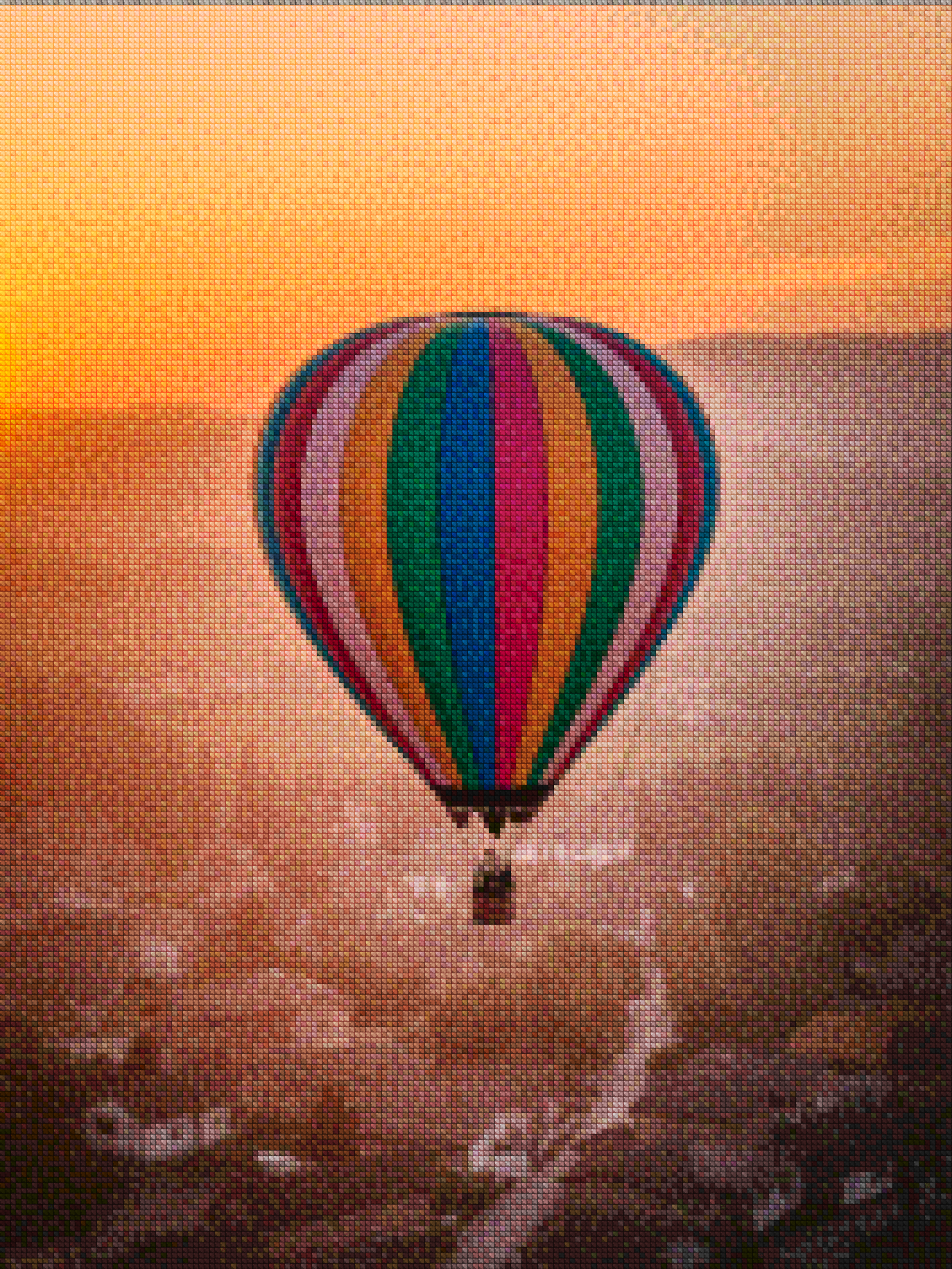 Diamond Painting - Montgolfières amusantes au-dessus d'un village