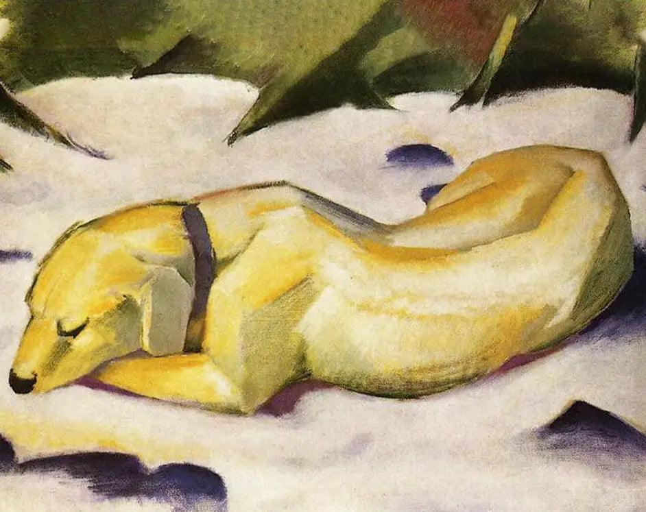 Diamond Painting - Chien allongé dans la neige