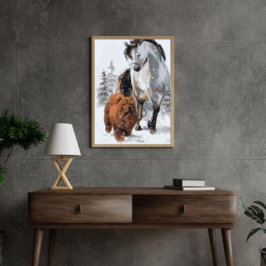 Diamond Painting - Chien avec cheval - SEOS®