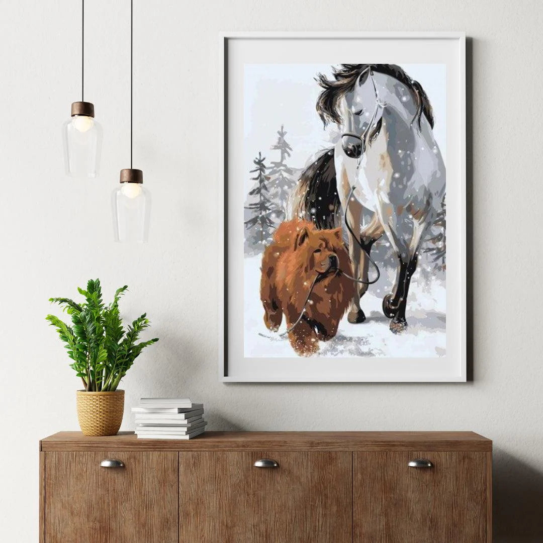 Diamond Painting - Chien avec cheval - SEOS®