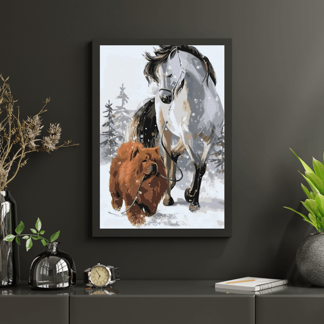 Diamond Painting - Chien avec cheval - SEOS®