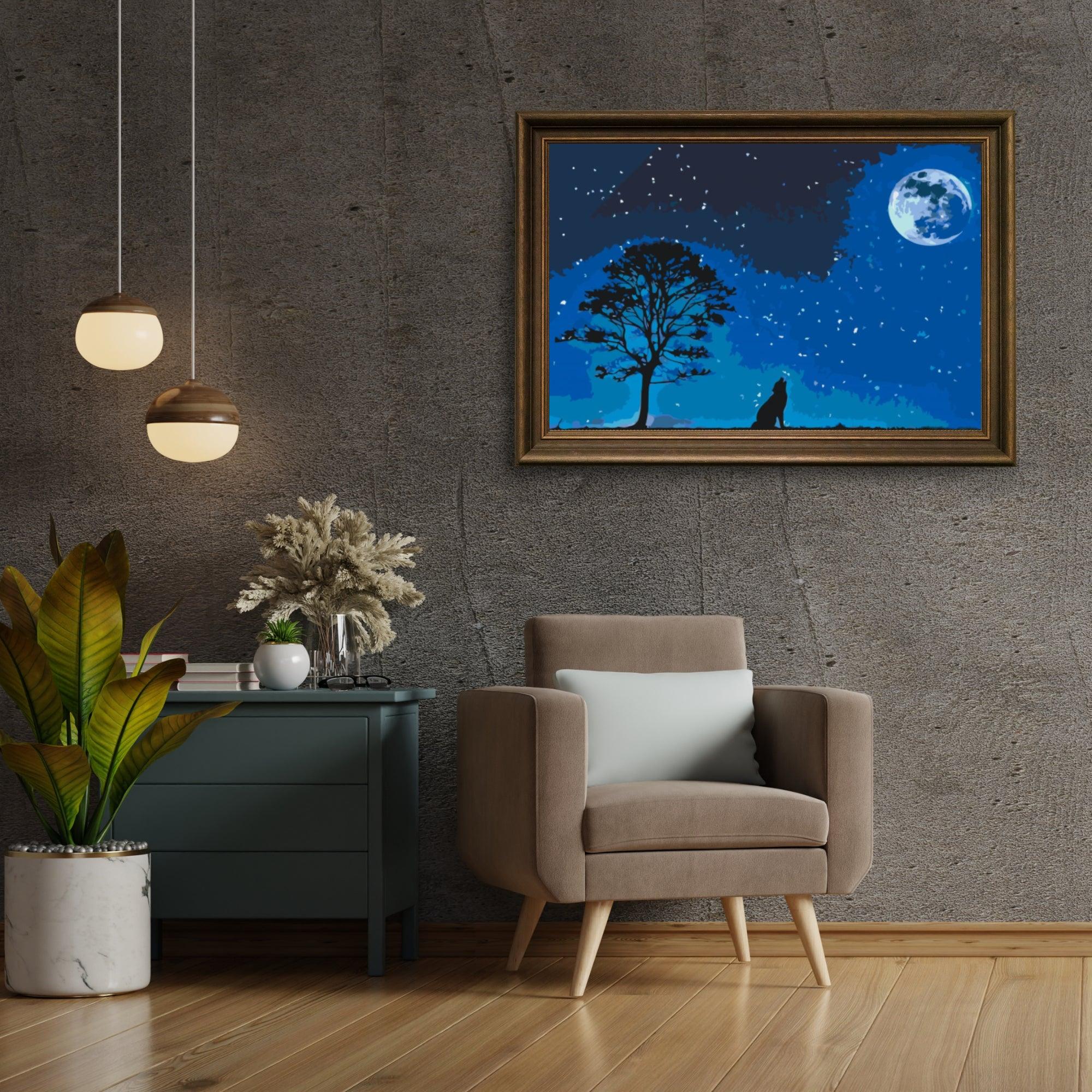 Diamond Painting - Chien en pleurs sous la pleine lune - SEOS®