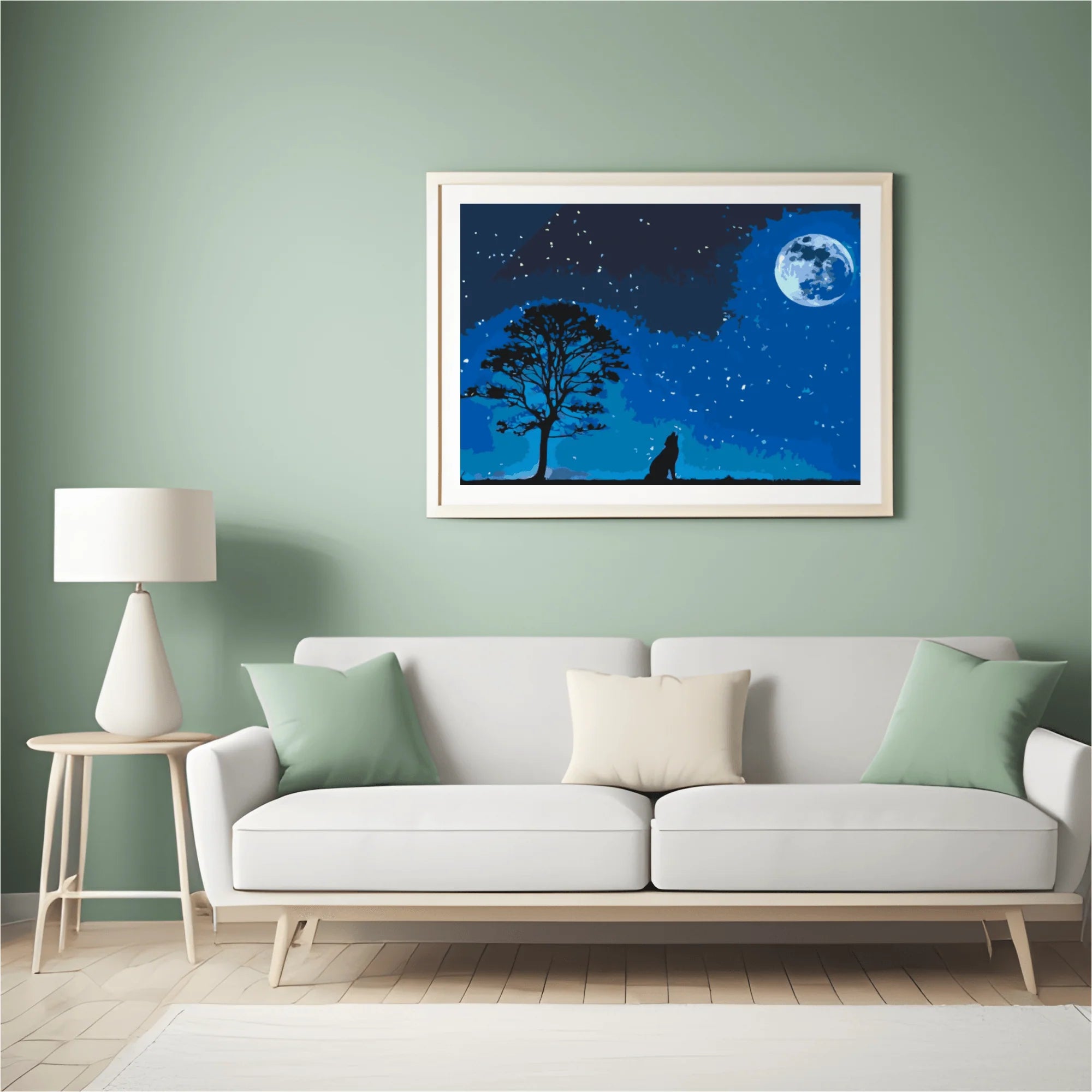 Diamond Painting - Chien en pleurs sous la pleine lune - SEOS®