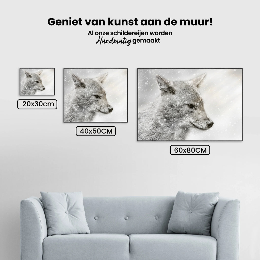 Diamond Painting - Jackal dans la tempête de neige