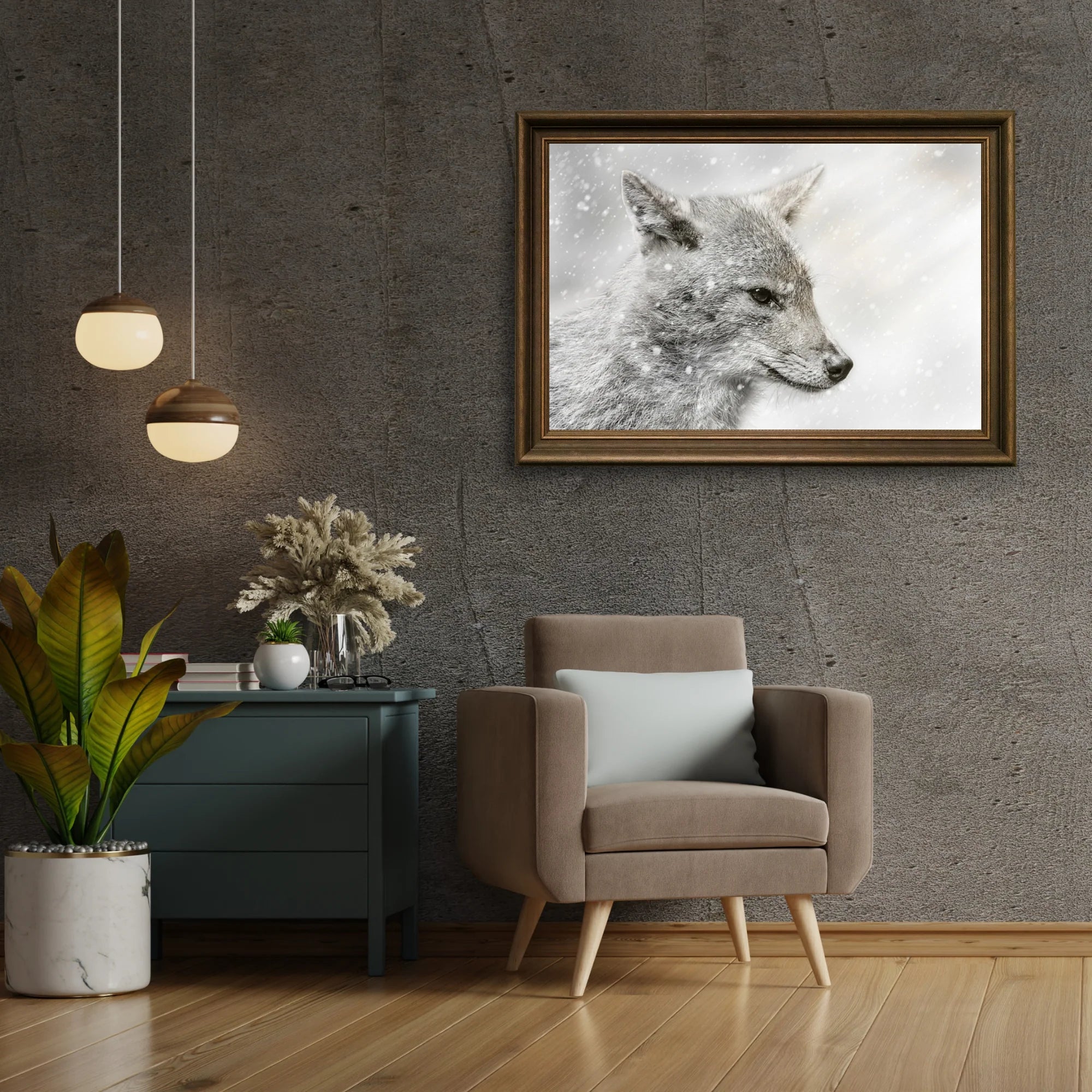 Diamond Painting - Jackal dans la tempête de neige