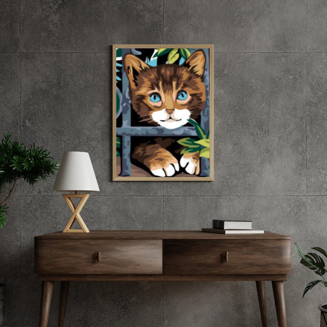 Diamond Painting - Chat derrière la clôture - SEOS®