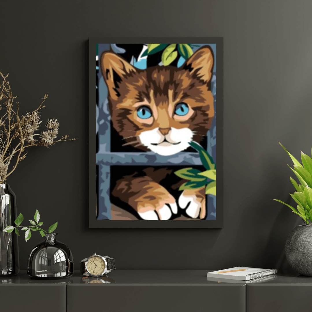 Diamond Painting - Chat derrière la clôture - SEOS®
