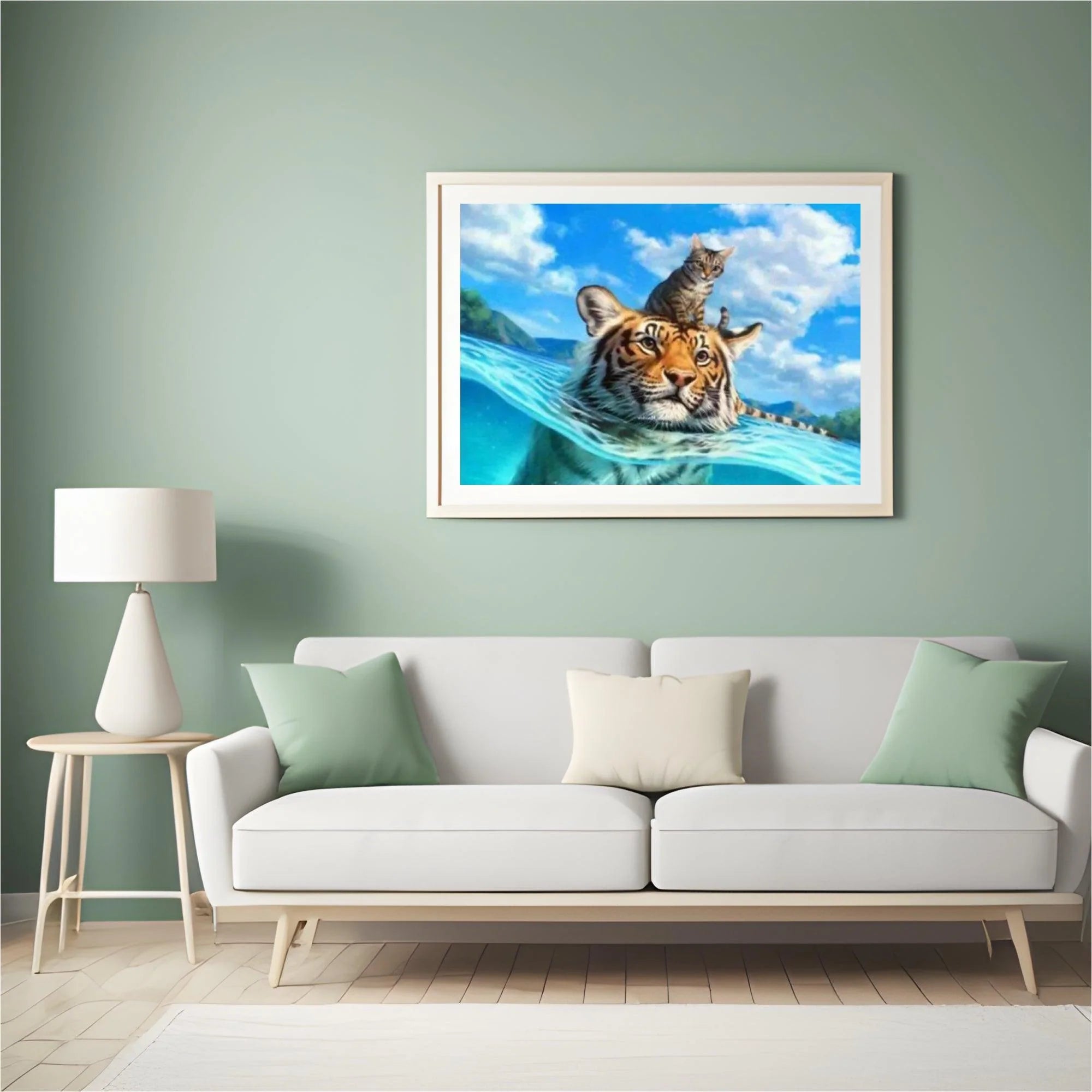 Diamond Painting - Chat et tigre dans la mer - SEOS®
