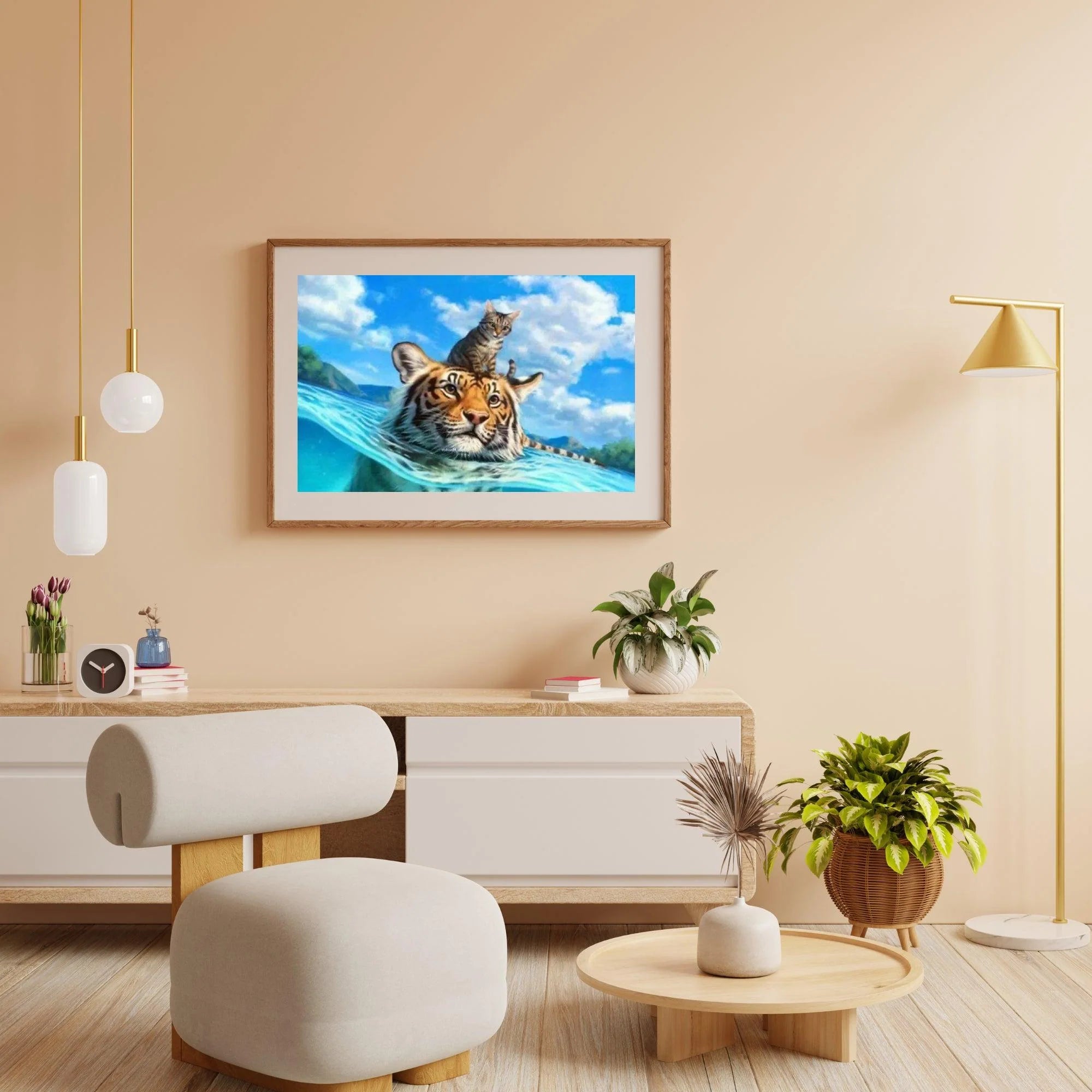 Diamond Painting - Chat et tigre dans la mer - SEOS®