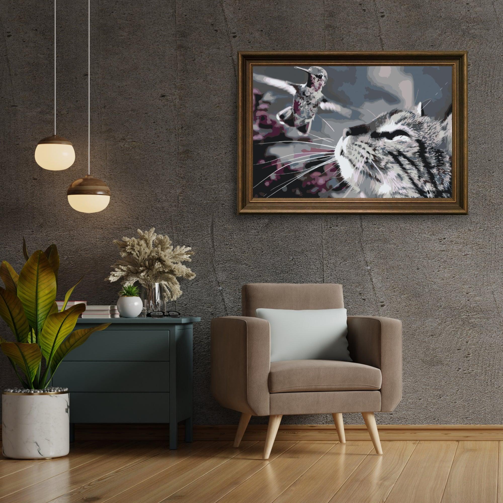Diamond Painting - Chat et oiseau - SEOS®
