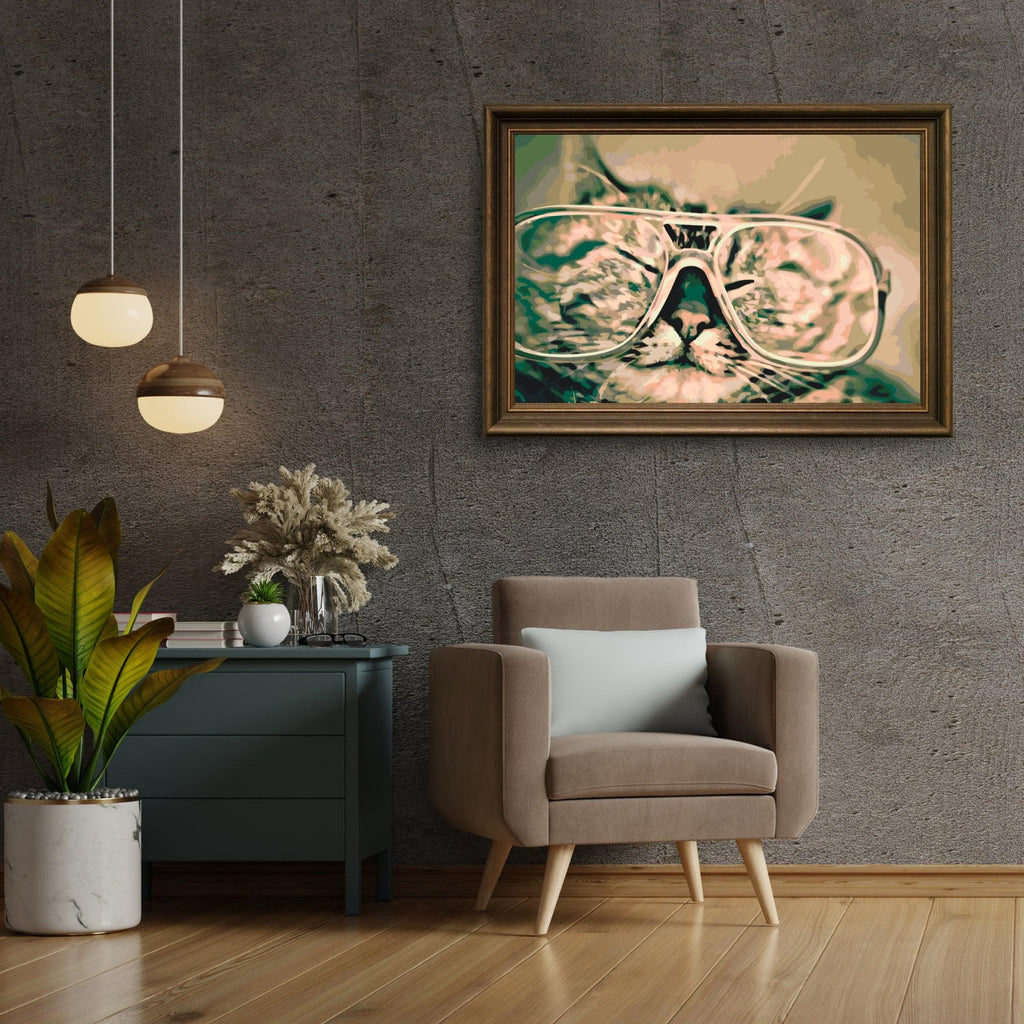 Diamond Painting - Chat avec lunettes - SEOS®