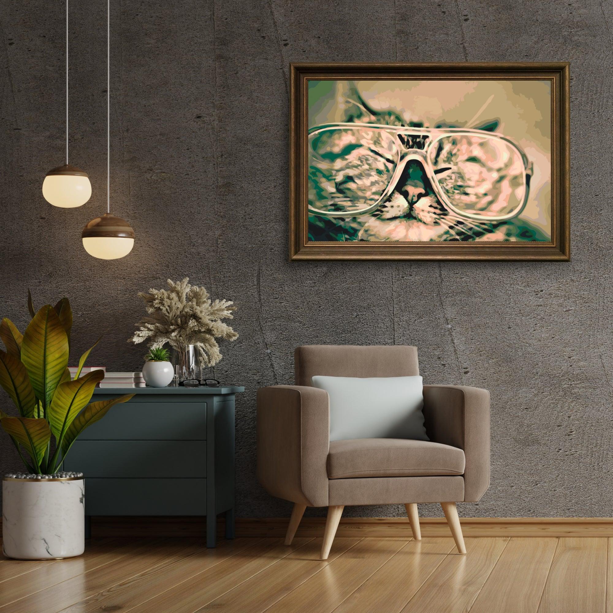Diamond Painting - Chat avec lunettes - SEOS®