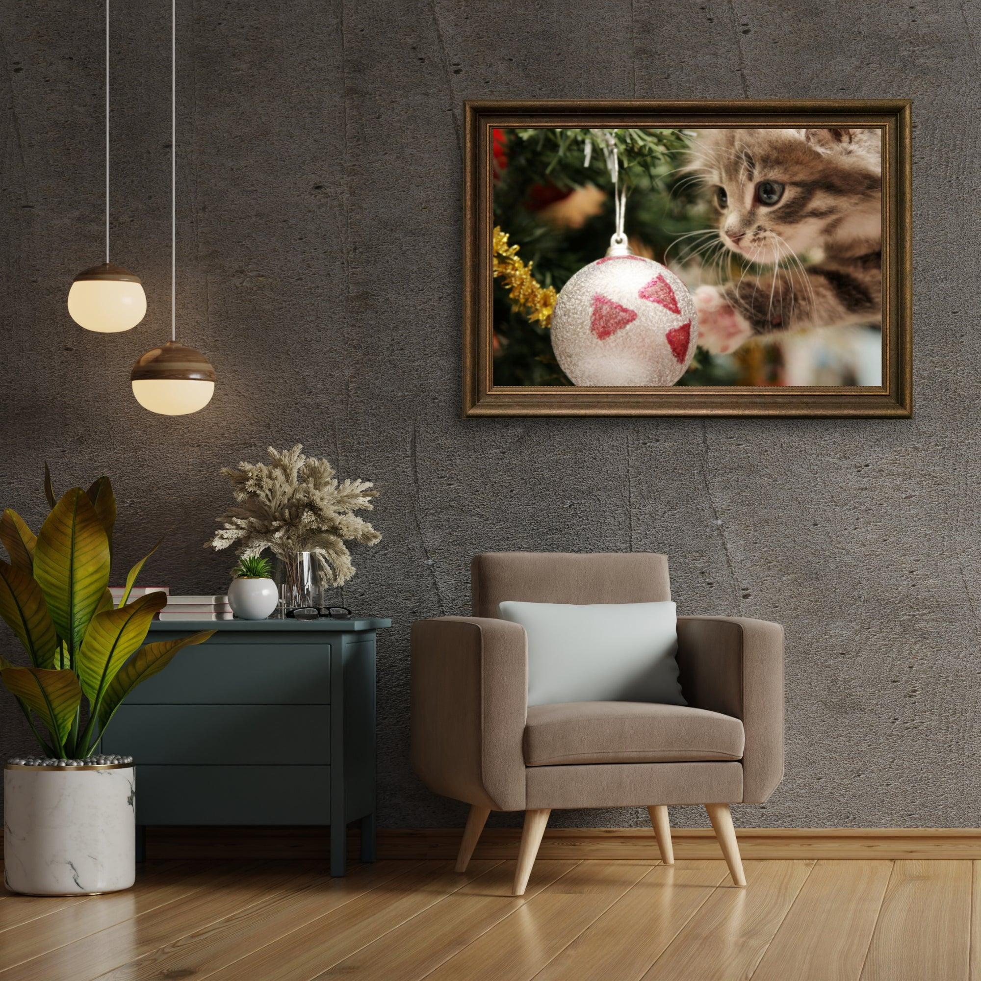 Diamond Painting - Chat avec boule de Noël - SEOS®