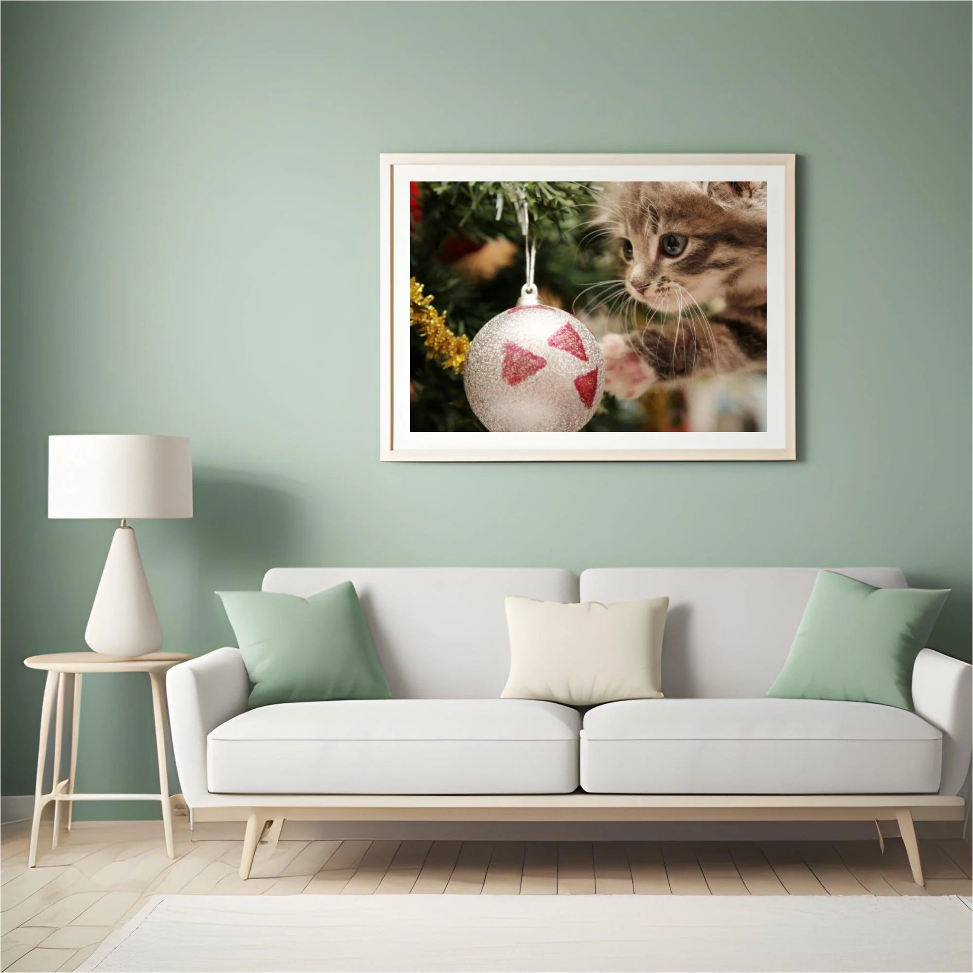 Diamond Painting - Chat avec boule de Noël - SEOS®