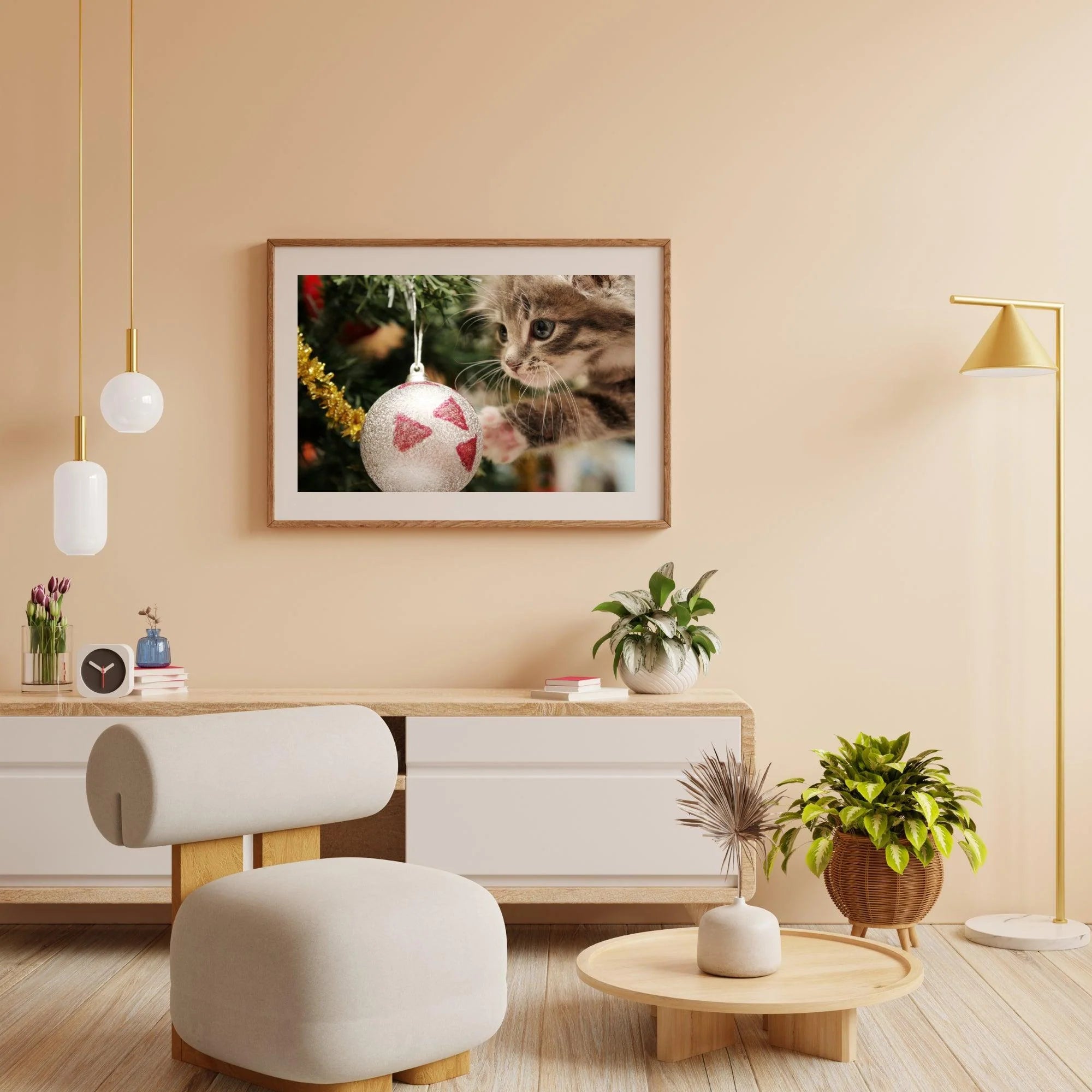 Diamond Painting - Chat avec boule de Noël - SEOS®
