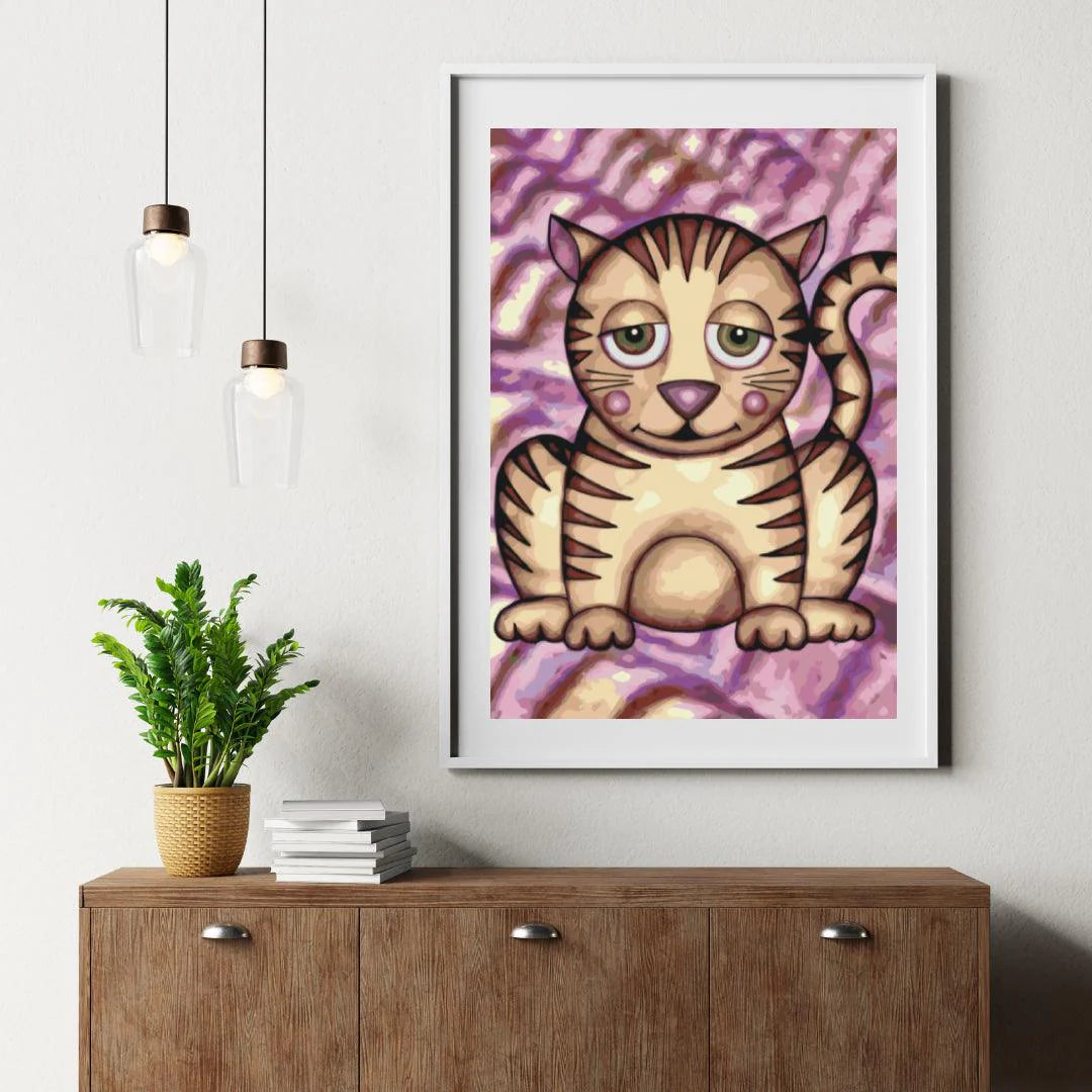 Diamond Painting - Chat avec des joues violettes - SEOS®