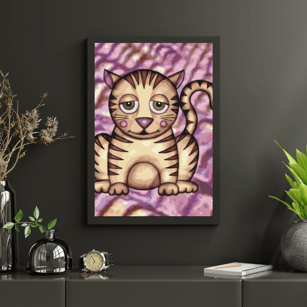 Diamond Painting - Chat avec des joues violettes - SEOS®