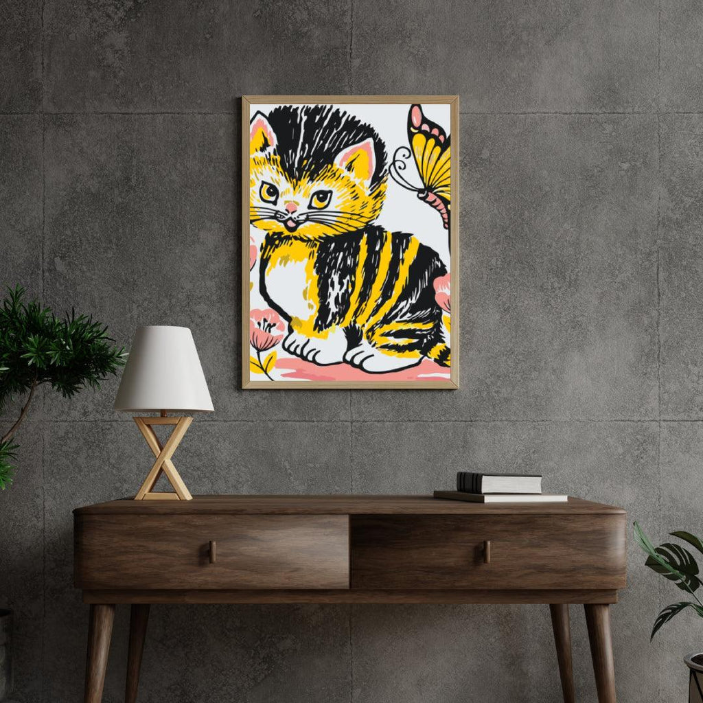 Diamond Painting - Chat avec papillon - SEOS®