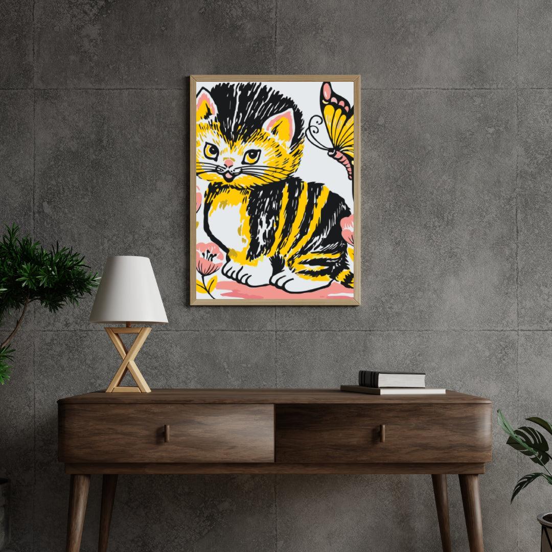 Diamond Painting - Chat avec papillon - SEOS®