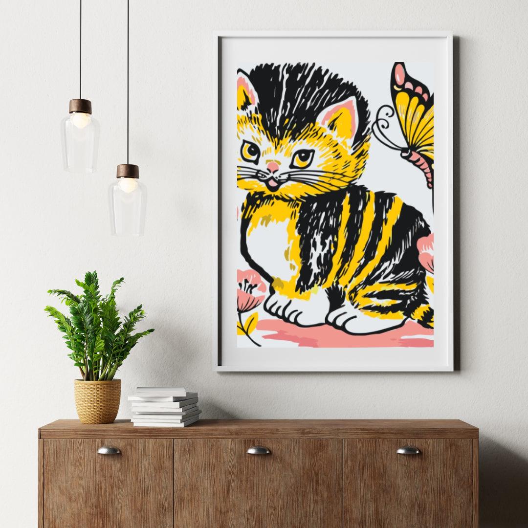 Diamond Painting - Chat avec papillon - SEOS®