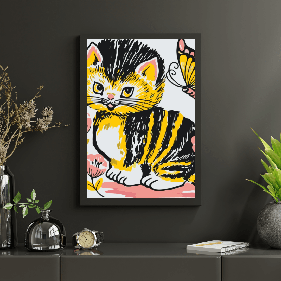 Diamond Painting - Chat avec papillon - SEOS®