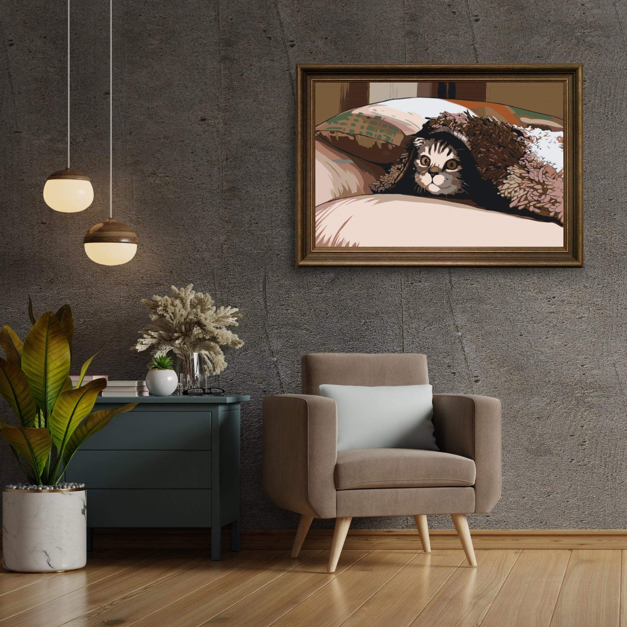 Diamond Painting - Chat sous l'oreiller - SEOS®