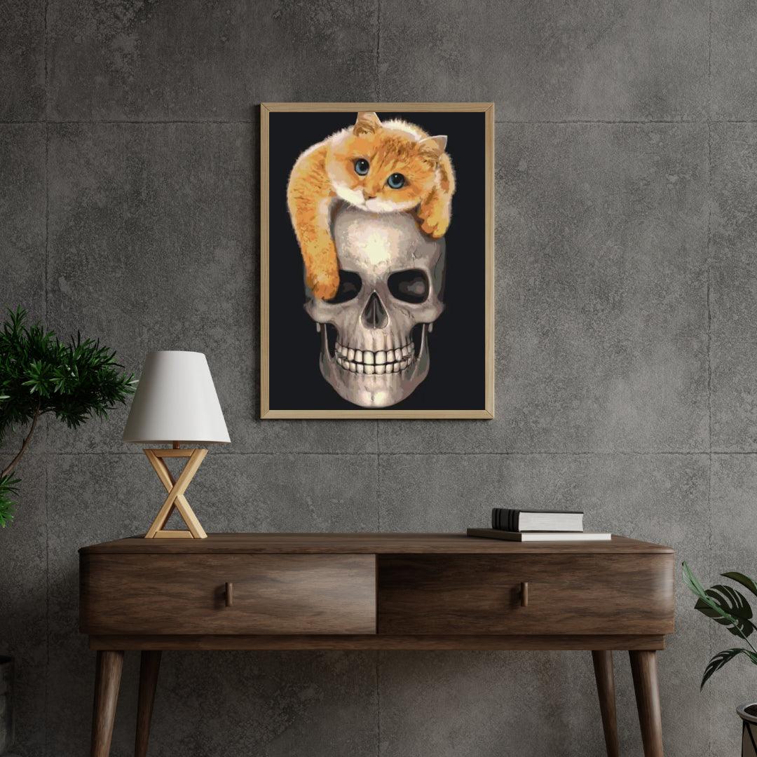 Diamond Painting - Chat sur le crâne - SEOS®