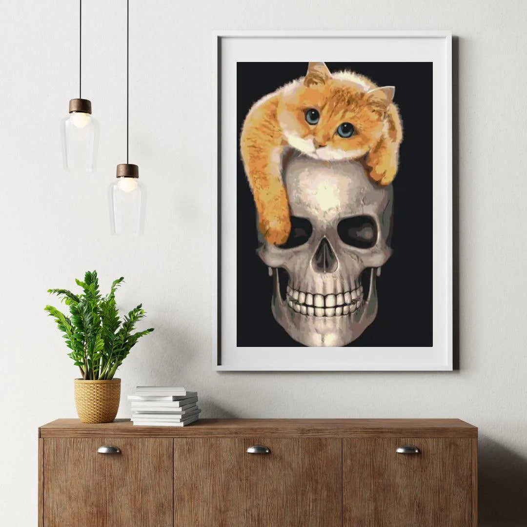 Diamond Painting - Chat sur le crâne - SEOS®