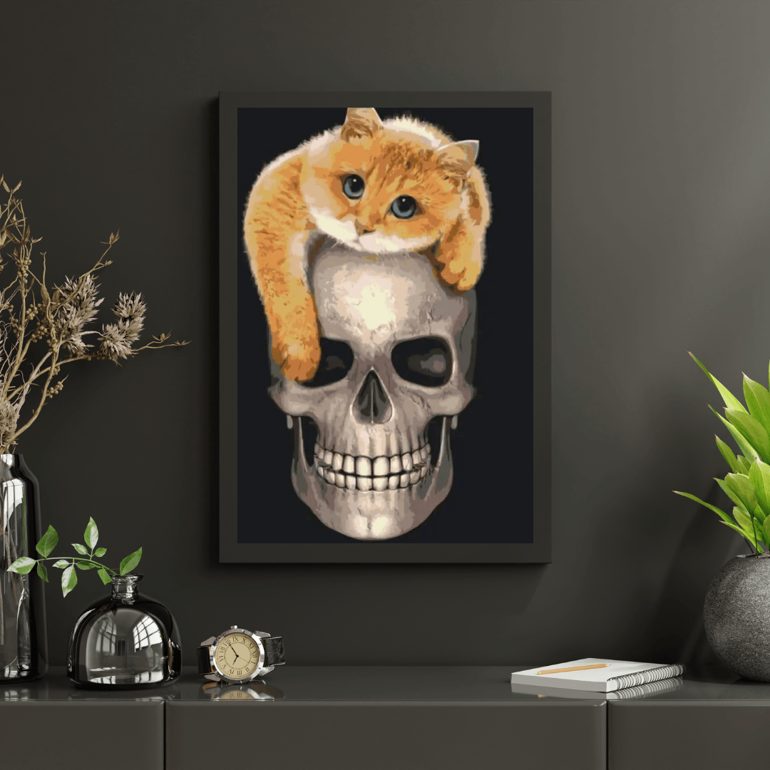 Diamond Painting - Chat sur le crâne - SEOS®