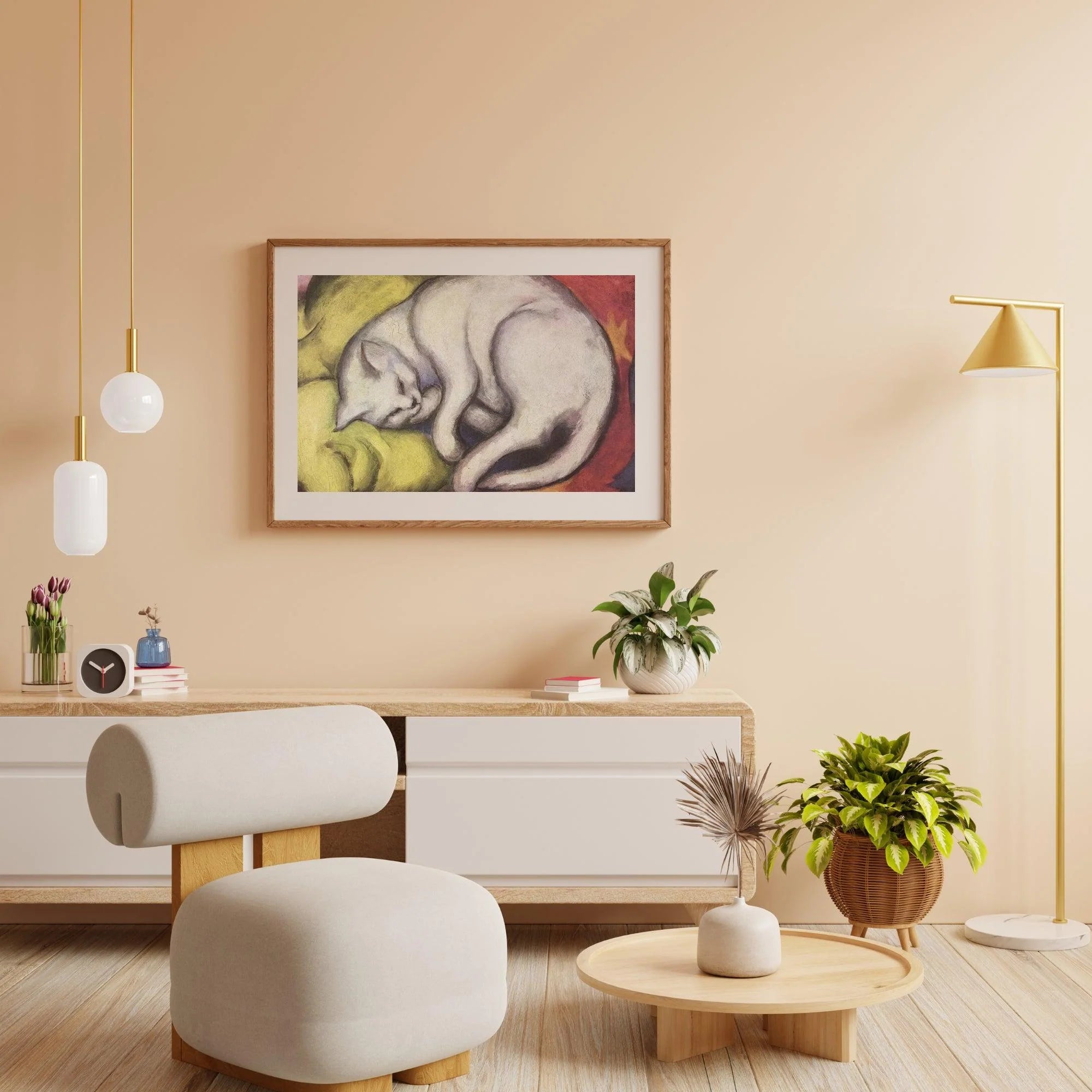 Diamond Painting - Chat sur un coussin jaune - SEOS®
