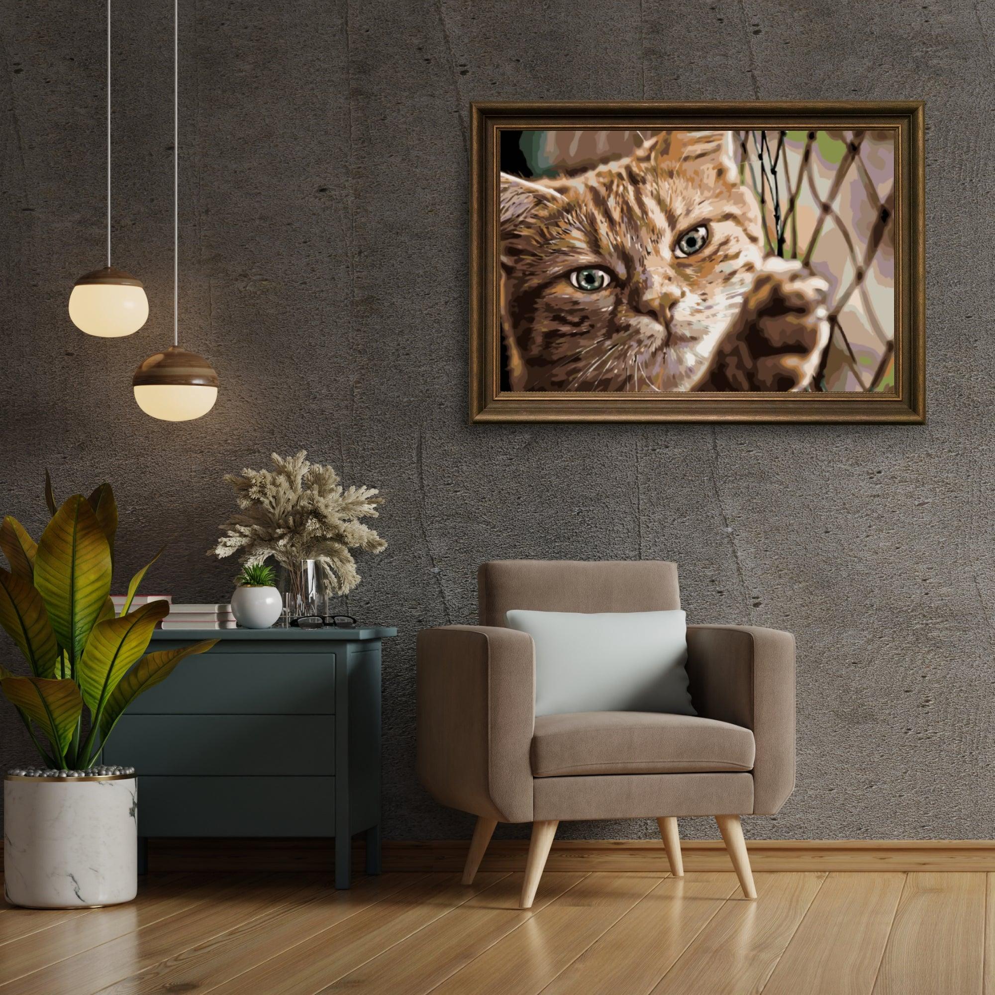 Diamond Painting - Chat sur la clôture - SEOS®