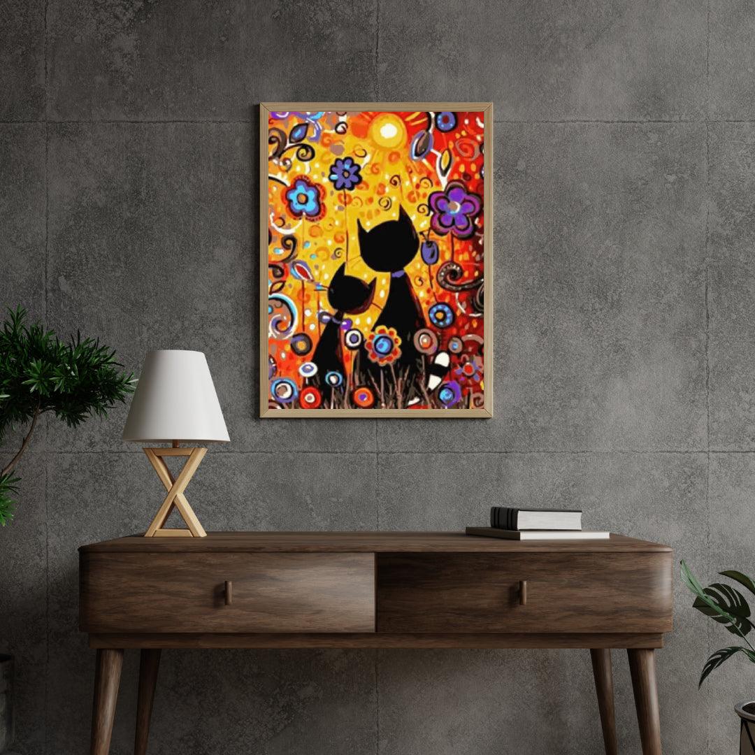 Diamond Painting - Chats avec des fleurs - SEOS®