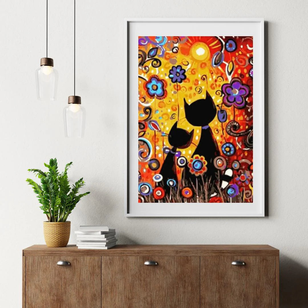 Diamond Painting - Chats avec des fleurs - SEOS®
