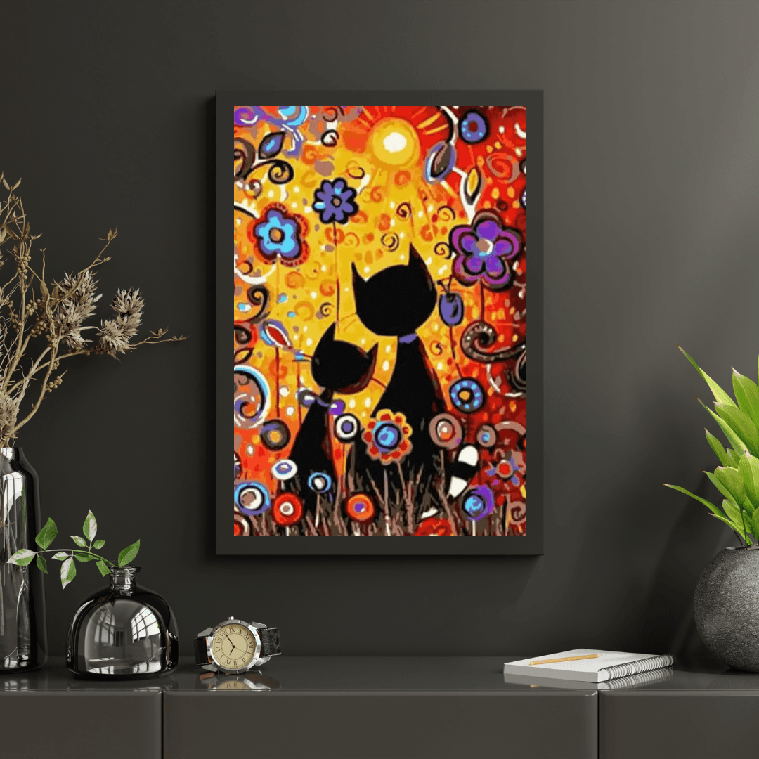 Diamond Painting - Chats avec des fleurs - SEOS®