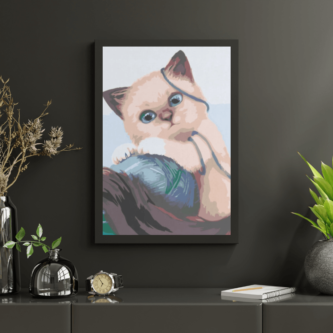 Diamond Painting - Chaton avec une balle - SEOS®