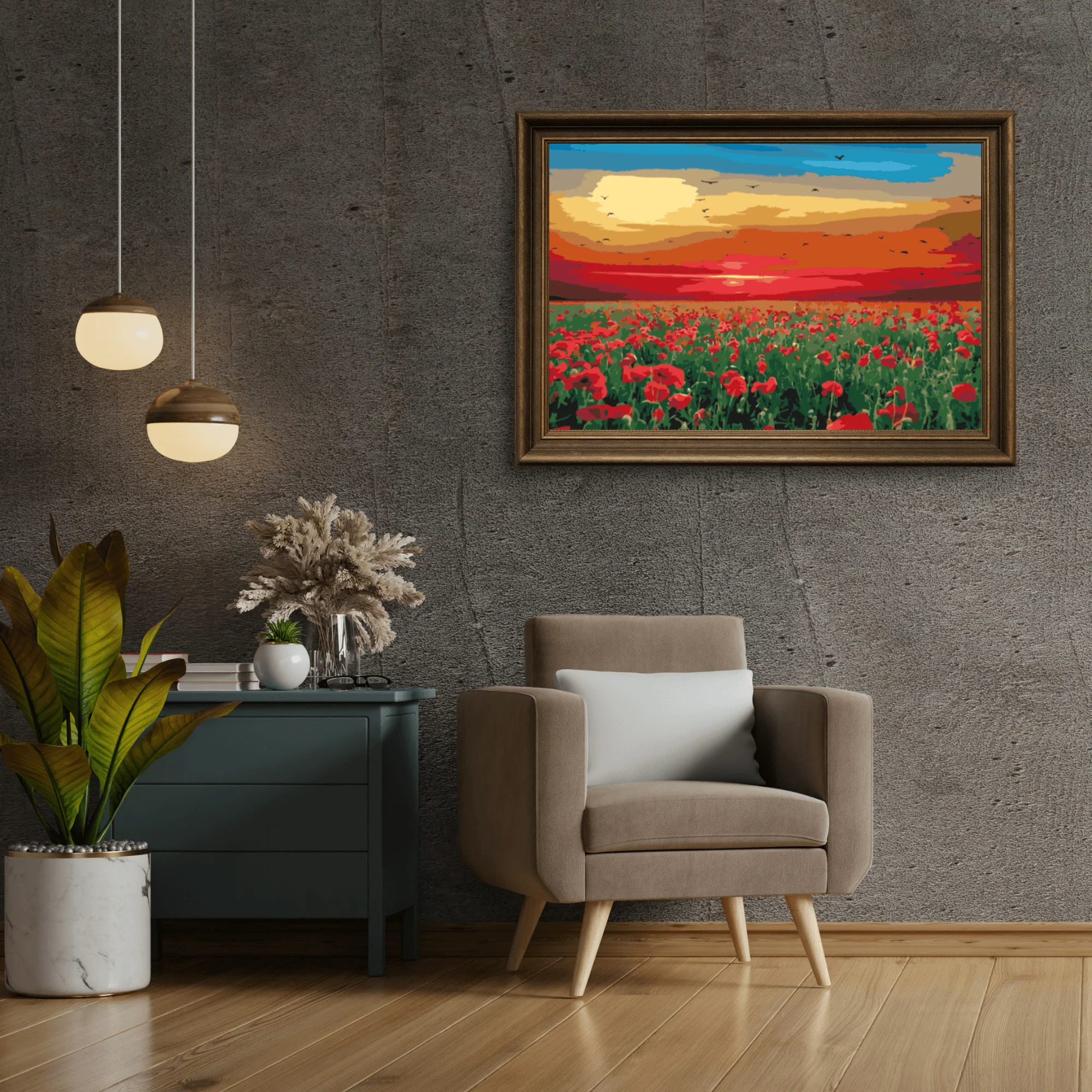 Diamond Painting - Champ de coquelicots au coucher du soleil - SEOS Shop ®