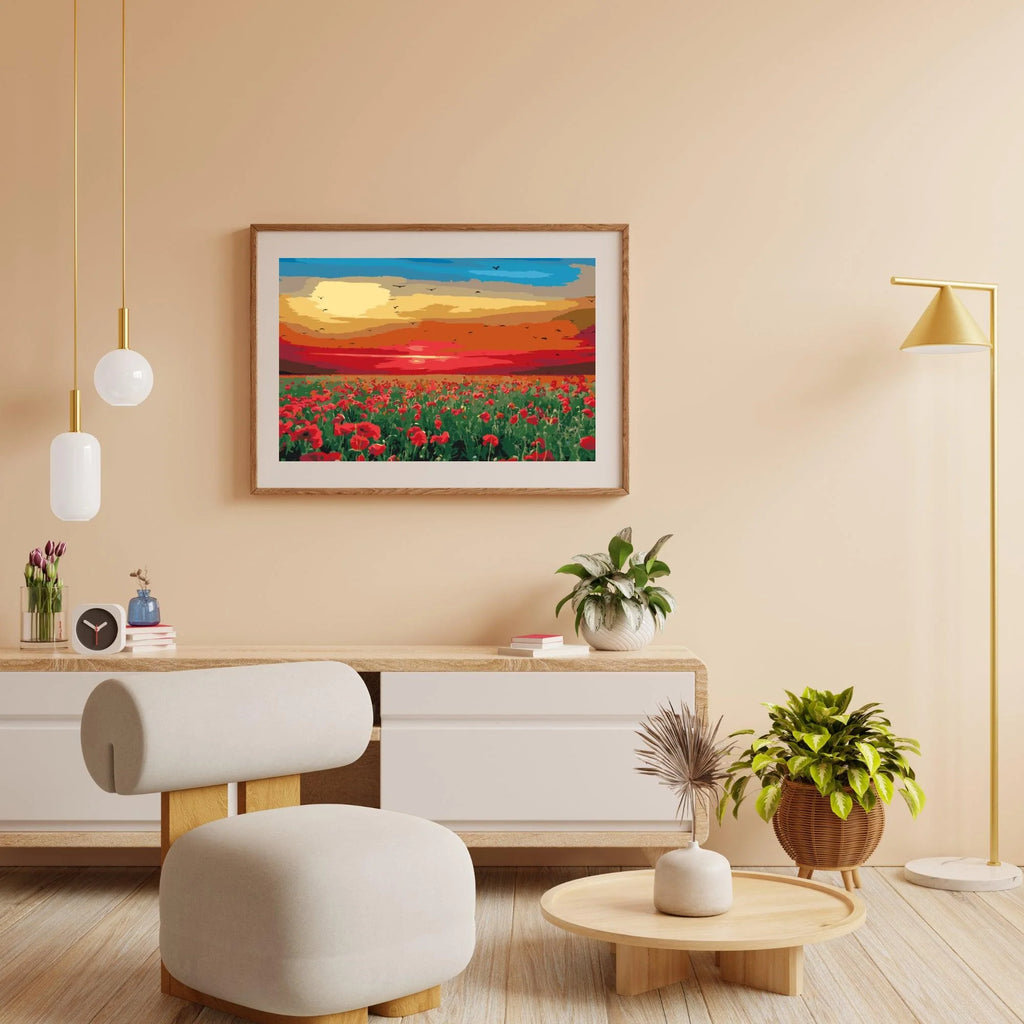 Diamond Painting - Champ de coquelicots au coucher du soleil - SEOS Shop ®