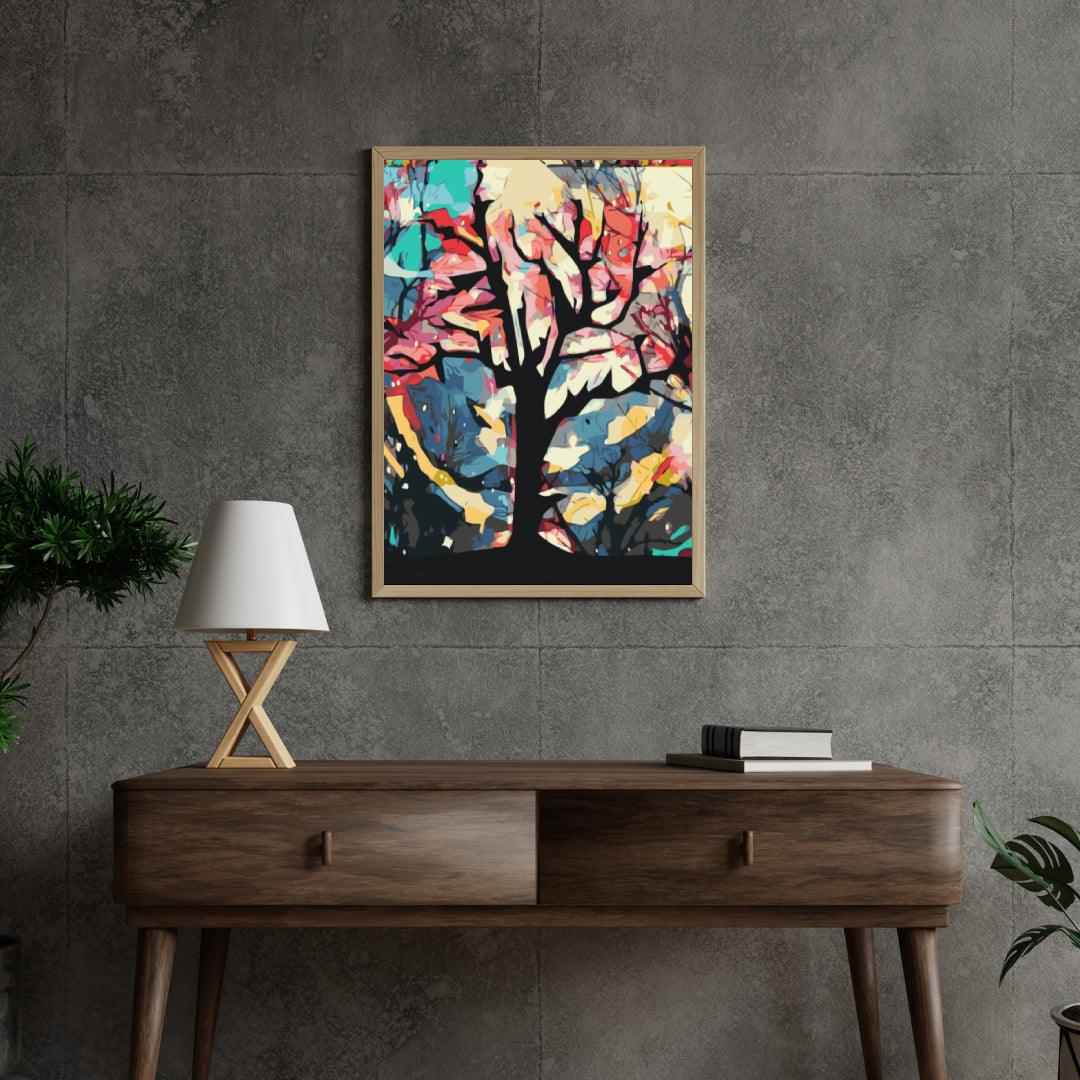 Diamond Painting - Fond coloré derrière l'arbre - SEOS Shop ®