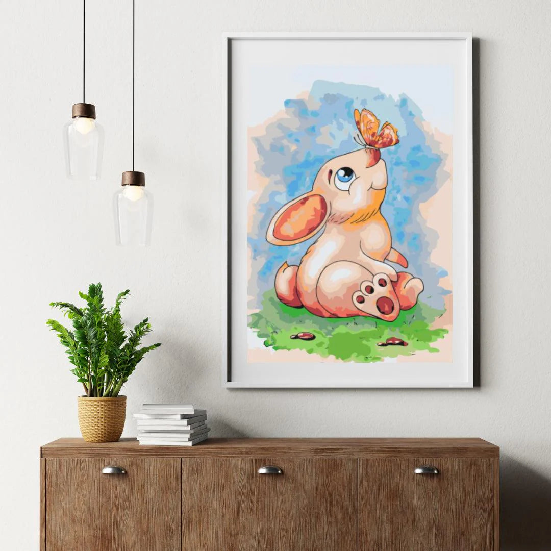 Diamond Painting - Lapin avec un papillon sur son nez - SEOS®