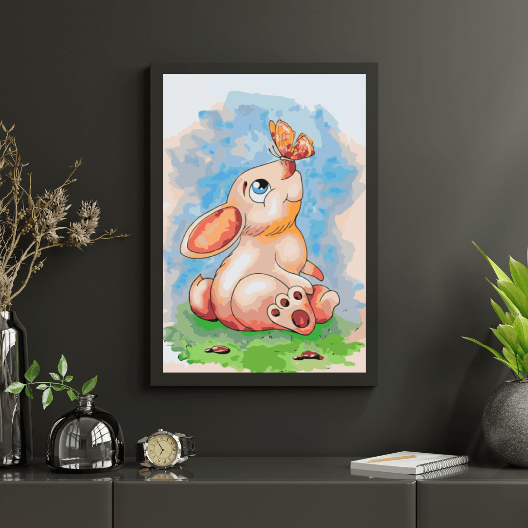 Diamond Painting - Lapin avec un papillon sur son nez - SEOS®