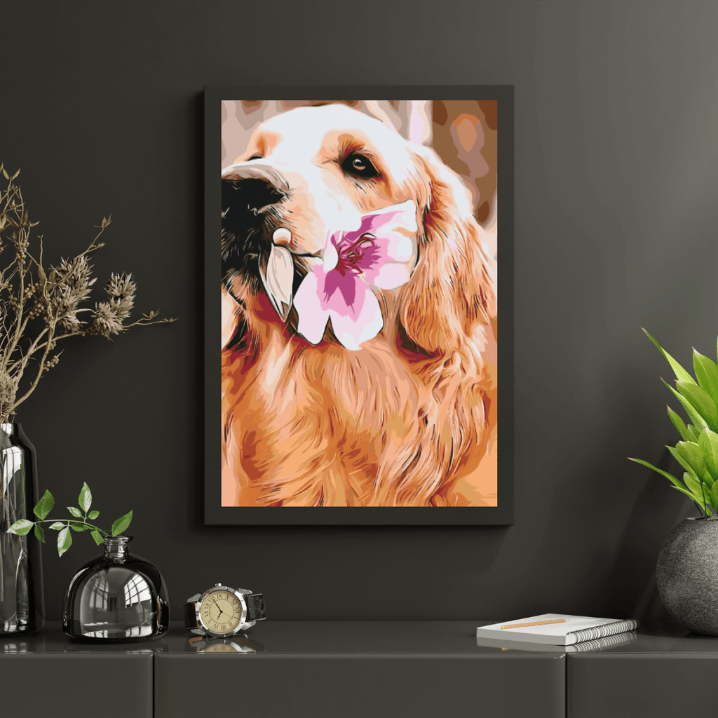 Diamond Painting - Labrador avec fleur - SEOS®