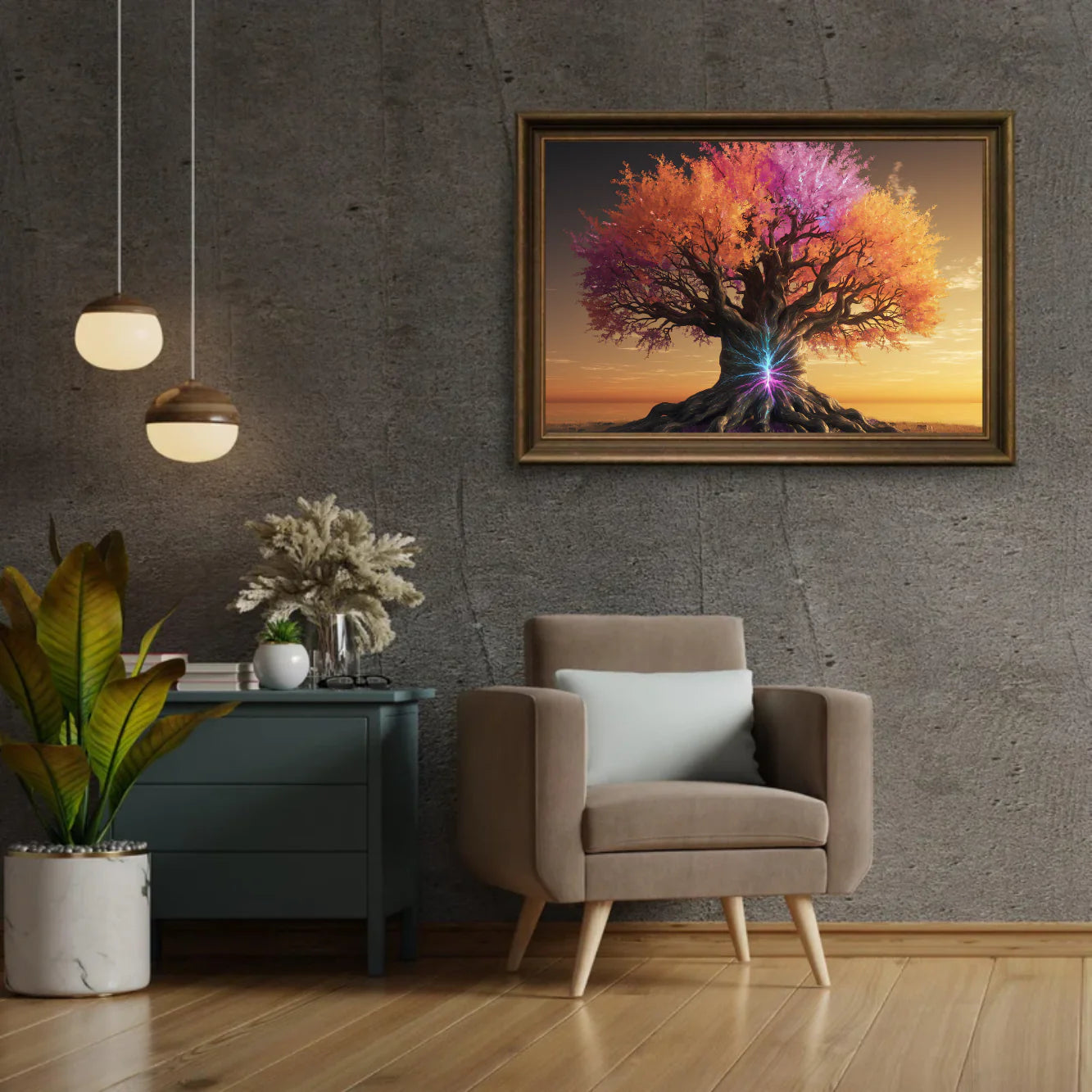 Diamond Painting - Arbre de vie avec des feuilles colorées