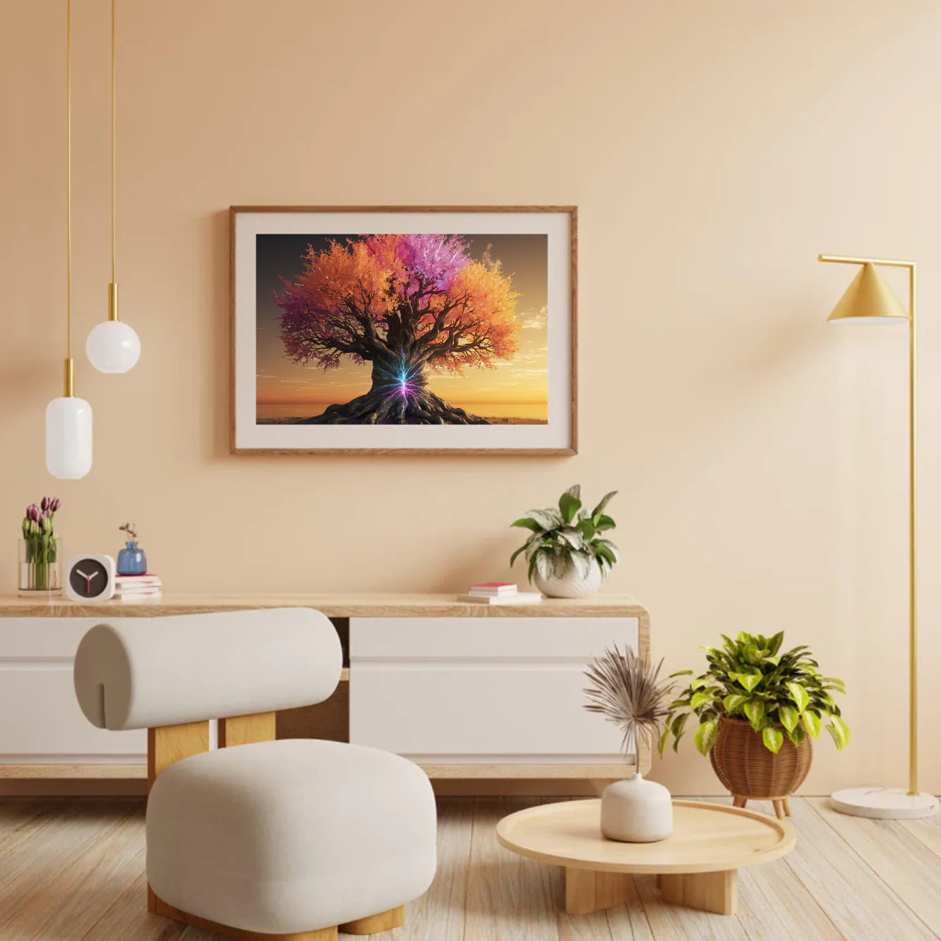Diamond Painting - Arbre de vie avec des feuilles colorées