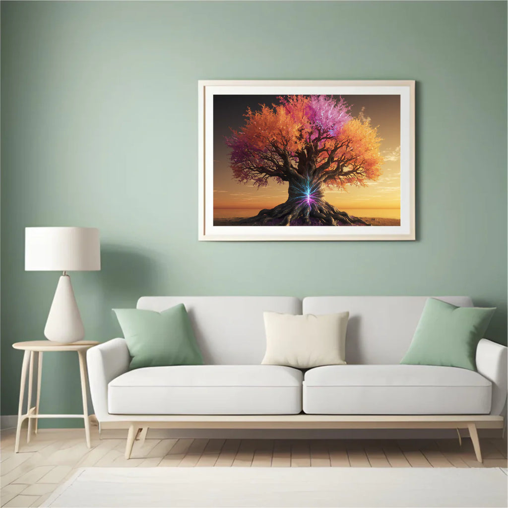 Diamond Painting - Arbre de vie avec des feuilles colorées