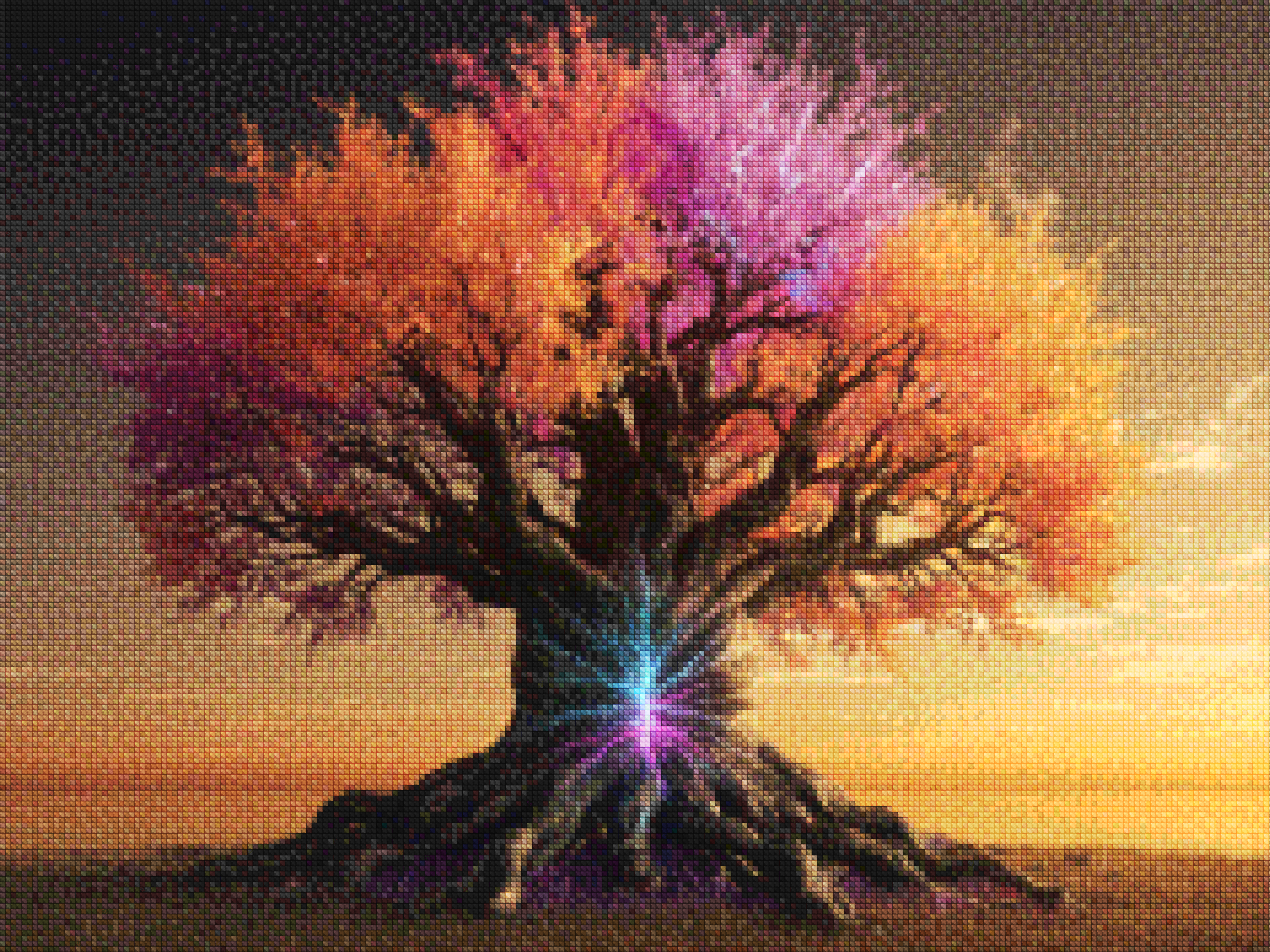 Diamond Painting - Arbre de vie avec des feuilles colorées