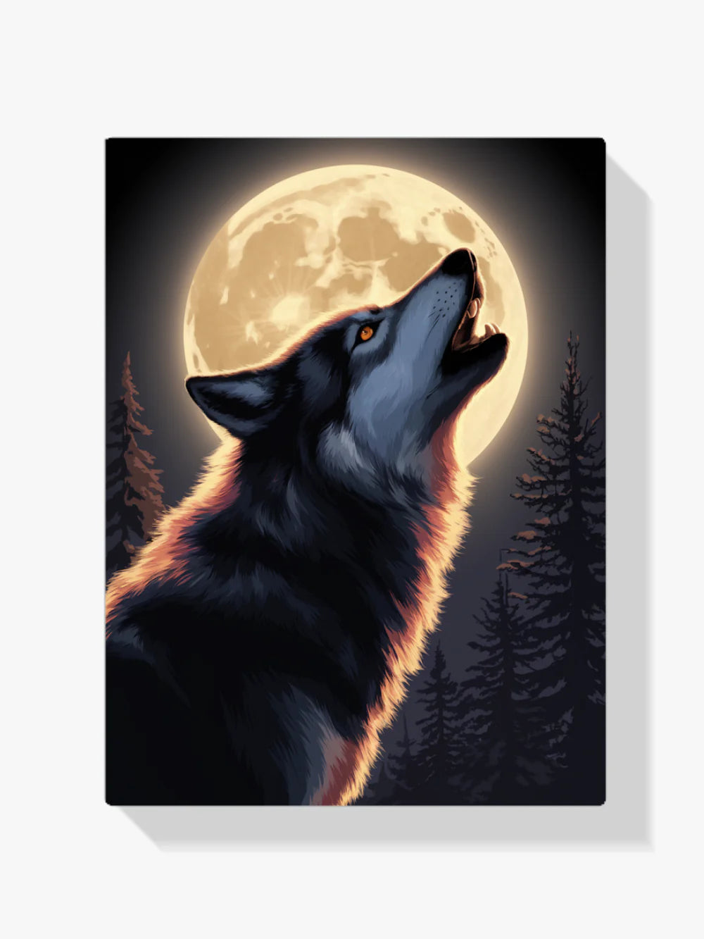 Diamond Painting - Majestueux loup hurlant à la lune