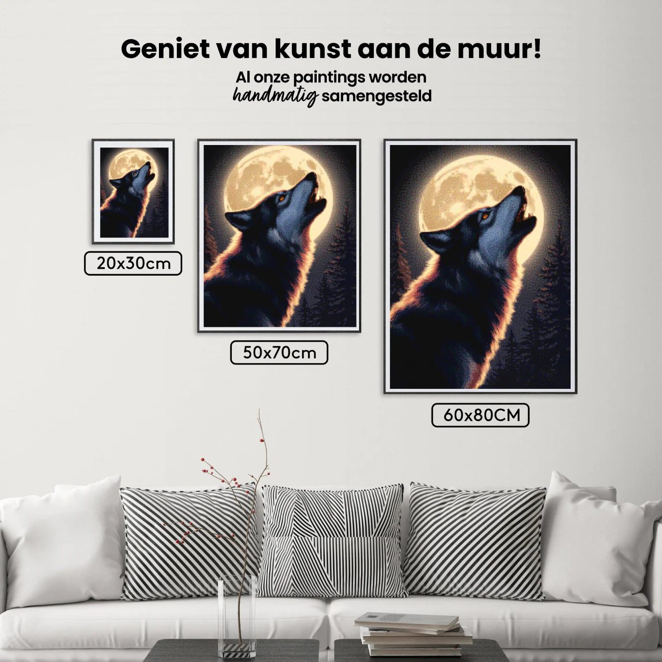 Diamond Painting - Majestueux loup hurlant à la lune