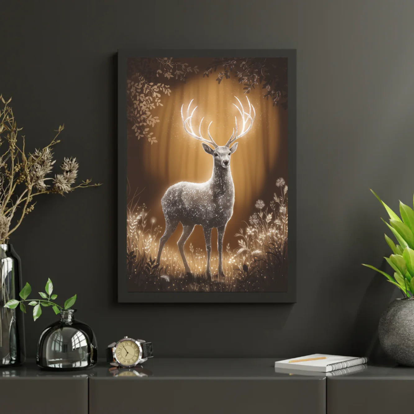 Diamond Painting - Cerf mystérieux avec des bois lumineux